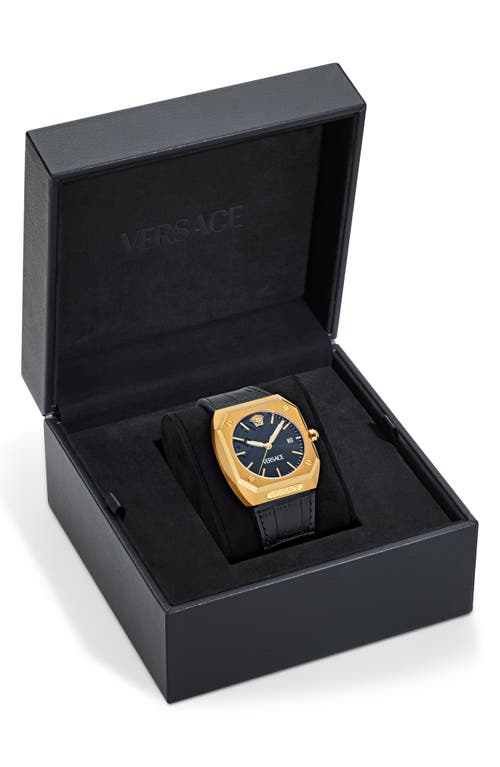 Shop Versace Antares Leather Strap Watch, 44mm X 41.5mm In Ip Yellow Gold