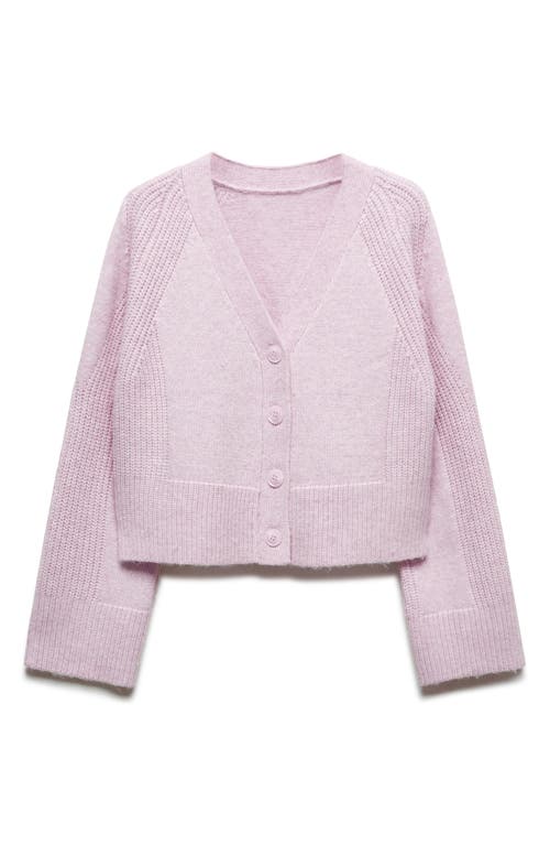 Shop Mango Mixed Stitch Cardigan In Light/pastel Purple