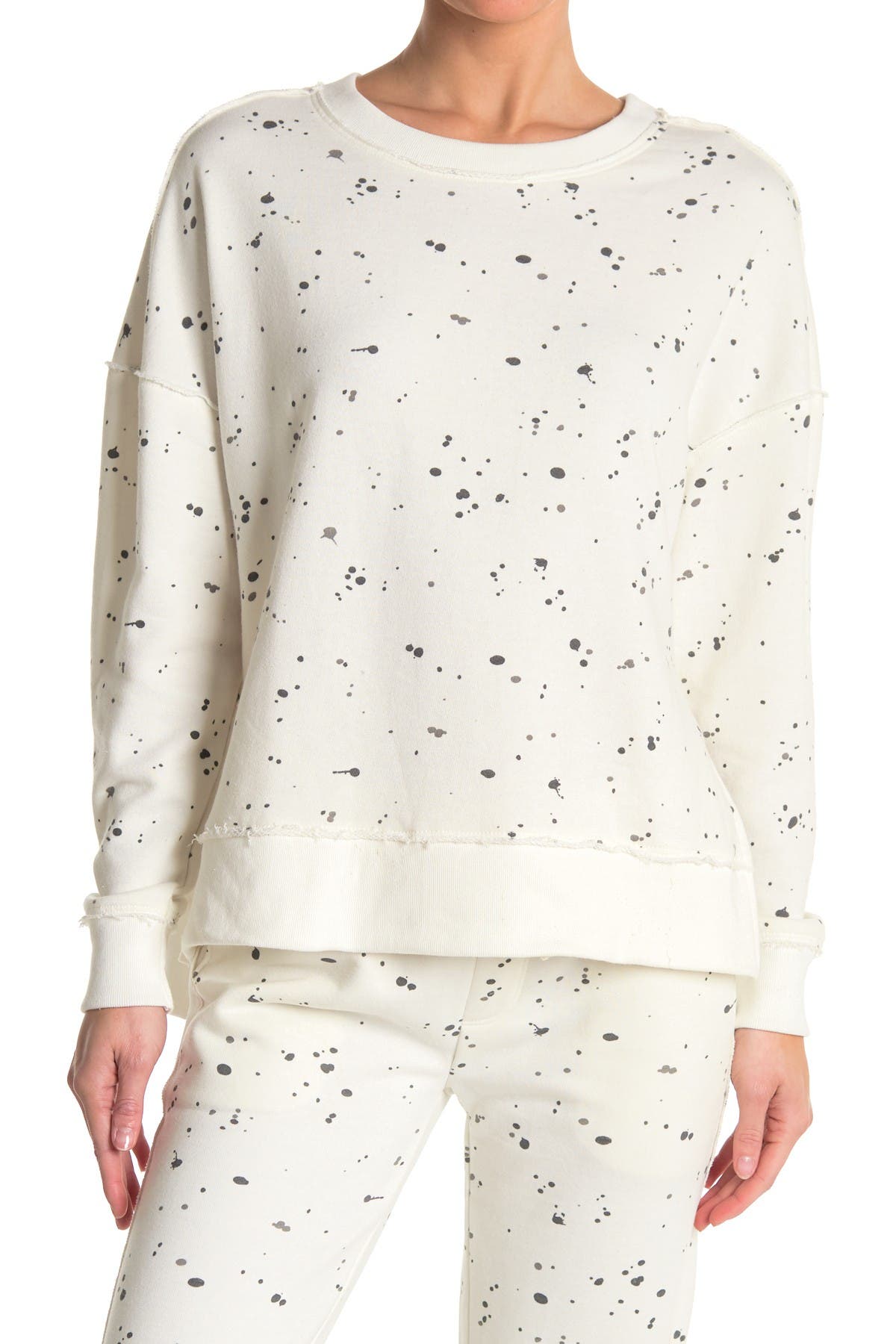 Alternative Splatter Print Dolman Sleeve Lounge Sweatshirt In Natural8