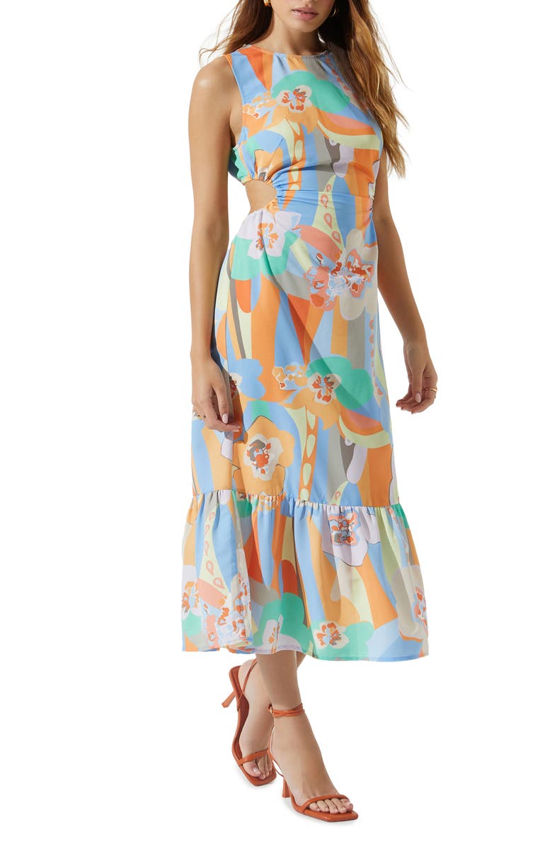 ASTR the Label Floral Cutout Ruffle Hem Dress | Nordstrom