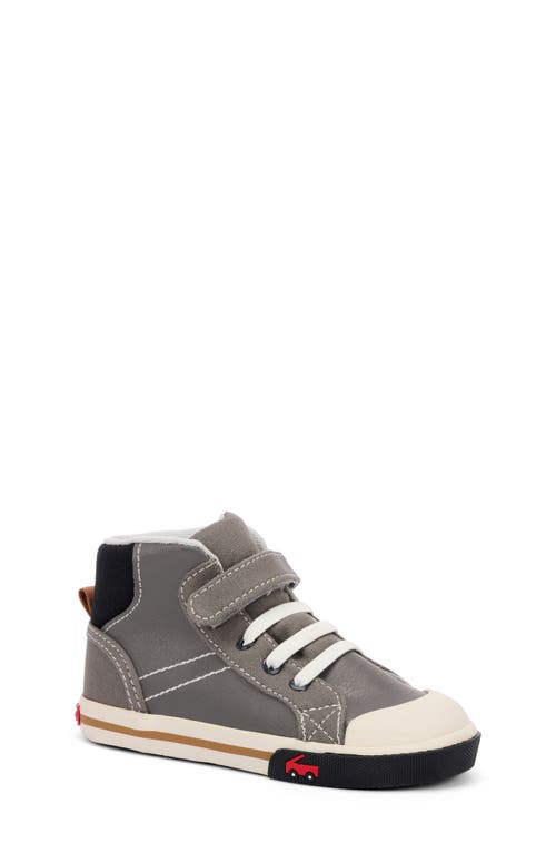See Kai Run Dane High Top Sneaker Gray Leather at Nordstrom, M