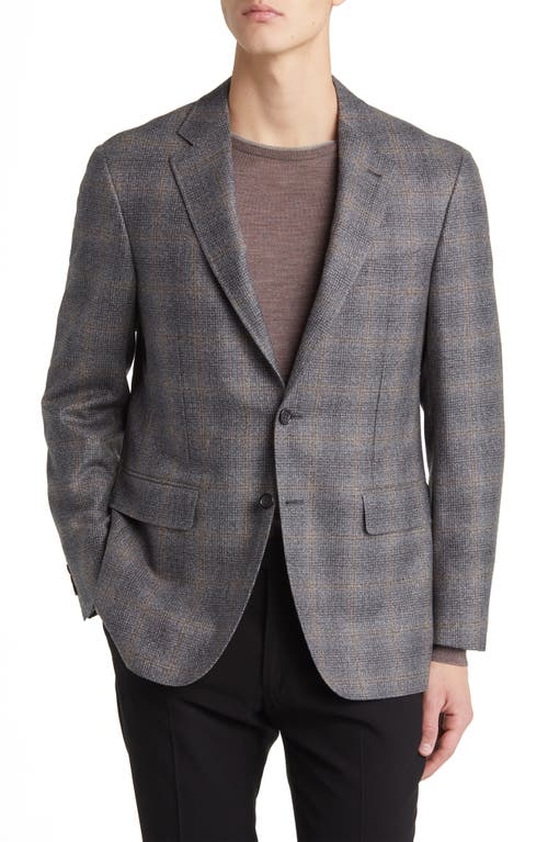 Canali Kei Trim Fit Plaid Wool Sport Coat in Grey at Nordstrom, Size 43 Us