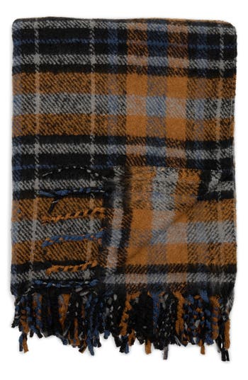Envogue Harrier Plaid Throw Blanket In Navy