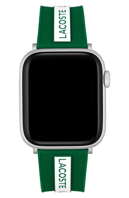 Lacoste Striping Silicone 22mm Apple Watch® Watchband in Green