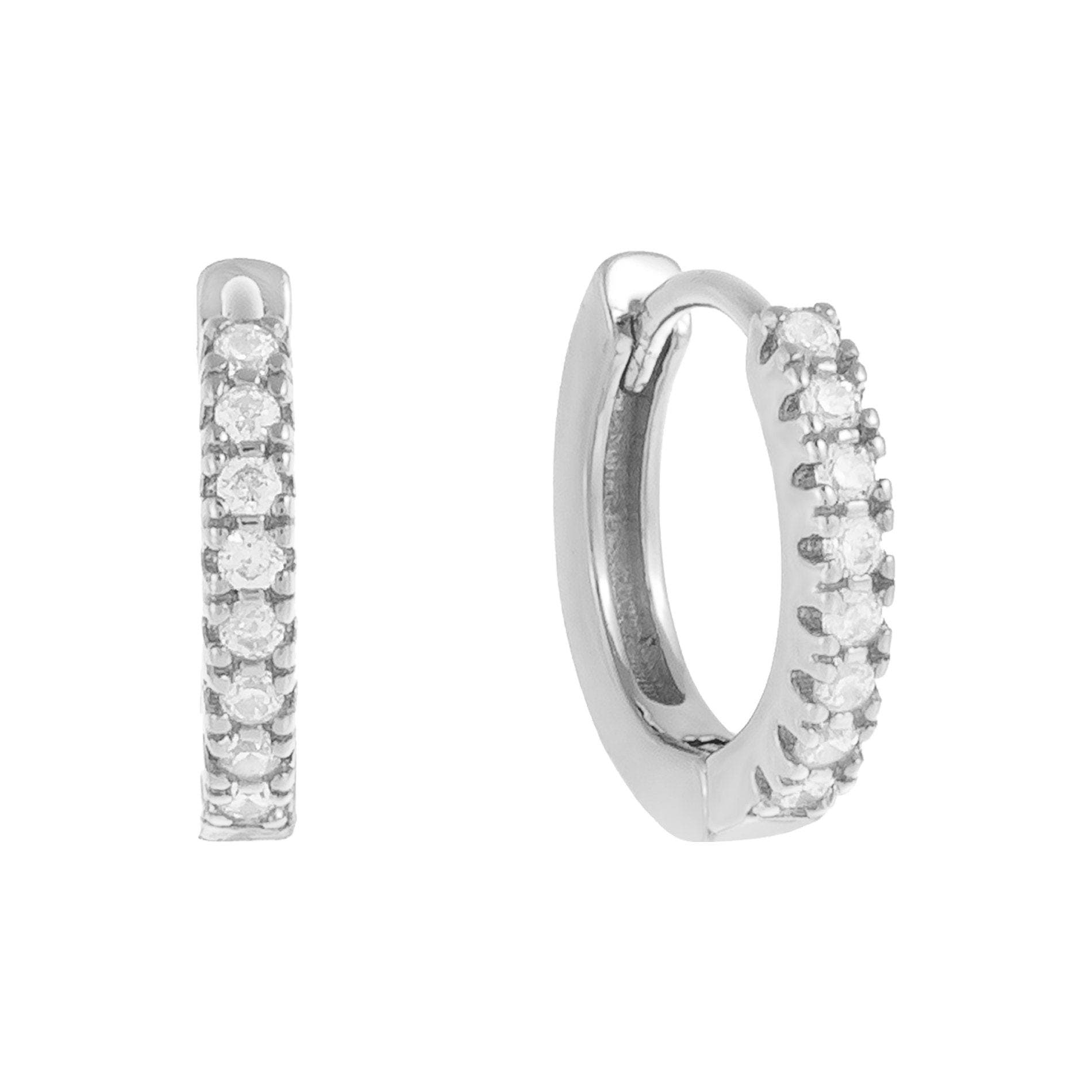 BY ADINA EDEN CZ Mini Huggie Earring in Silver Cover