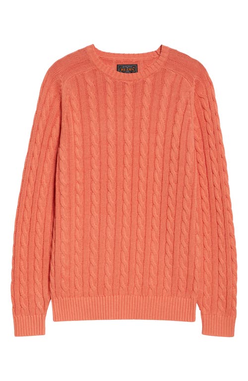 Cable Crewneck Sweater in Coral