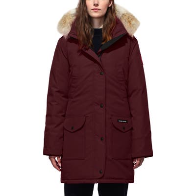 Canada Goose Trillium Regular Fit Down Parka With Genuine Coyote Fur Trim, (12-14) - Purple