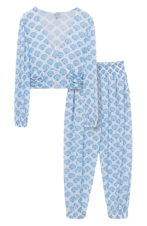 Habitual Kids Kids' Long Sleeve Cover-Up Top & Pants Set Blue Print at Nordstrom,