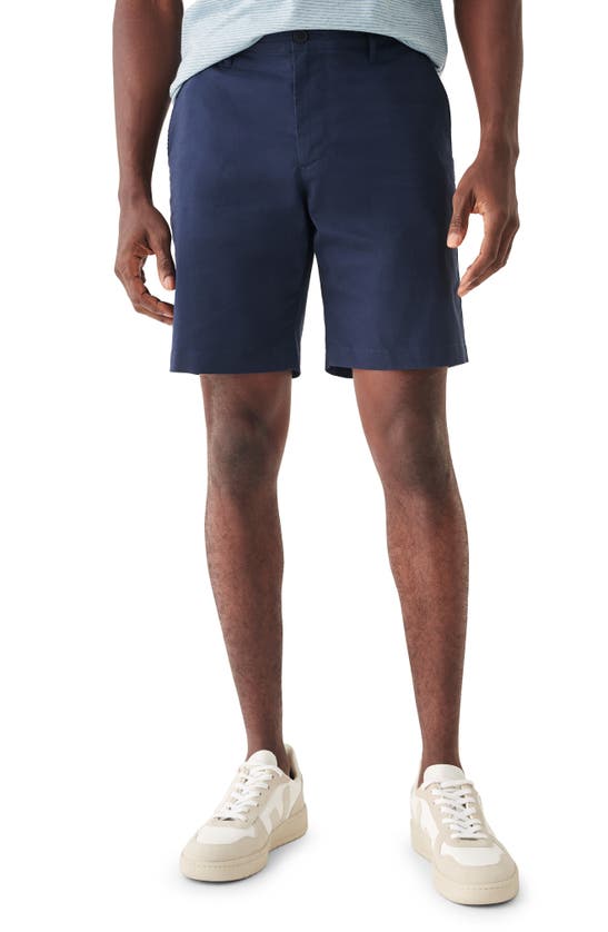 Shop Faherty Movement Organic Cotton Blend Chino Shorts In Navy