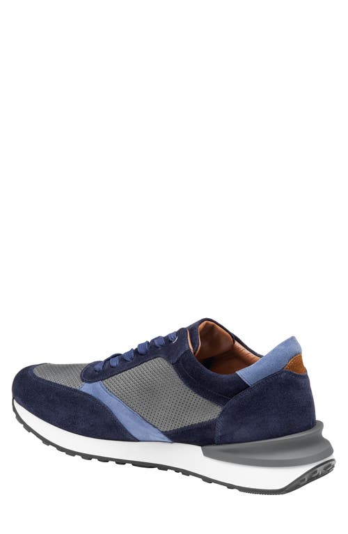 Shop Johnston & Murphy Collection Briggs Perfed Lace-up Sneaker In Navy/gray/blue Italian Suede