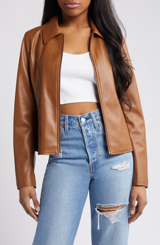 Shop Levi's Racer Faux Leather Jacket In Toffee