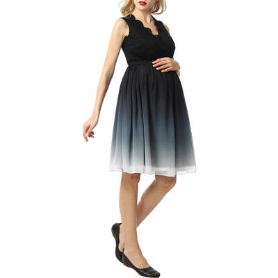 Kimi And Kai Steffy Ombre Chiffon & Lace Maternity Dress, Black