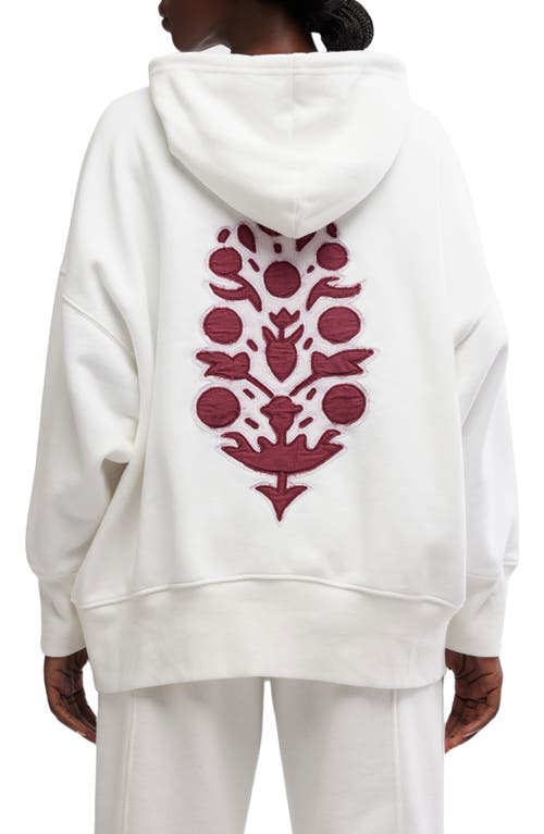 Shop Free People Sprint To The Finish Oversize Cotton Blend Hoodie In Ivory White/sour Cherry