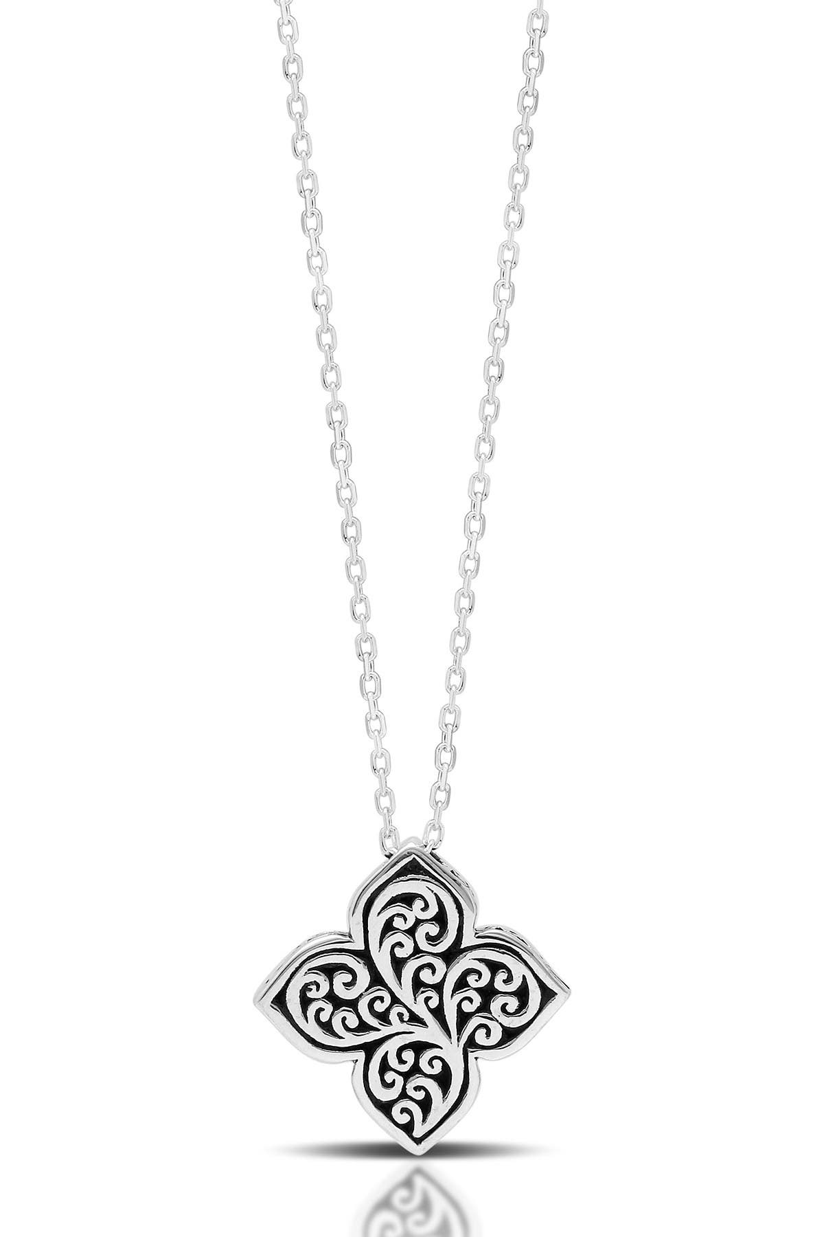 Lois Hill Sterling Silver Scroll Alhambra Flat Pendant Necklace