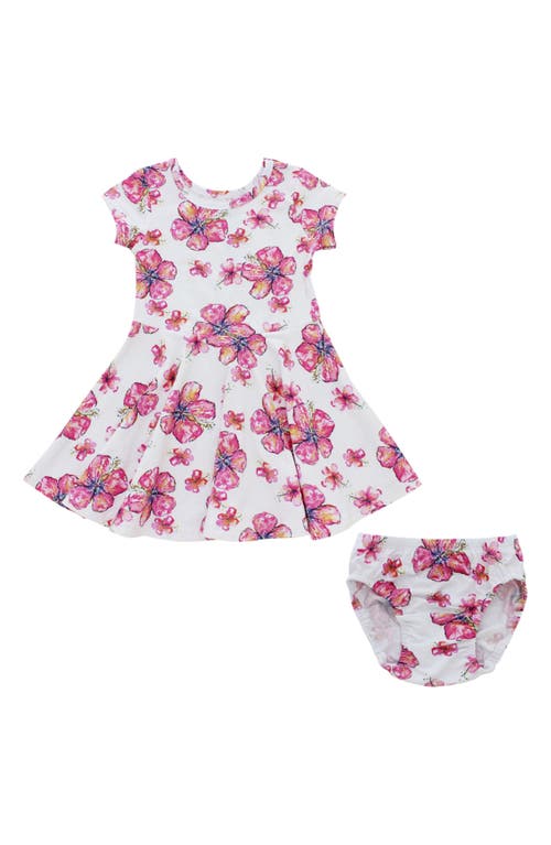 Coco Moon Hibiscus Dress & Bloomers Set in Pink