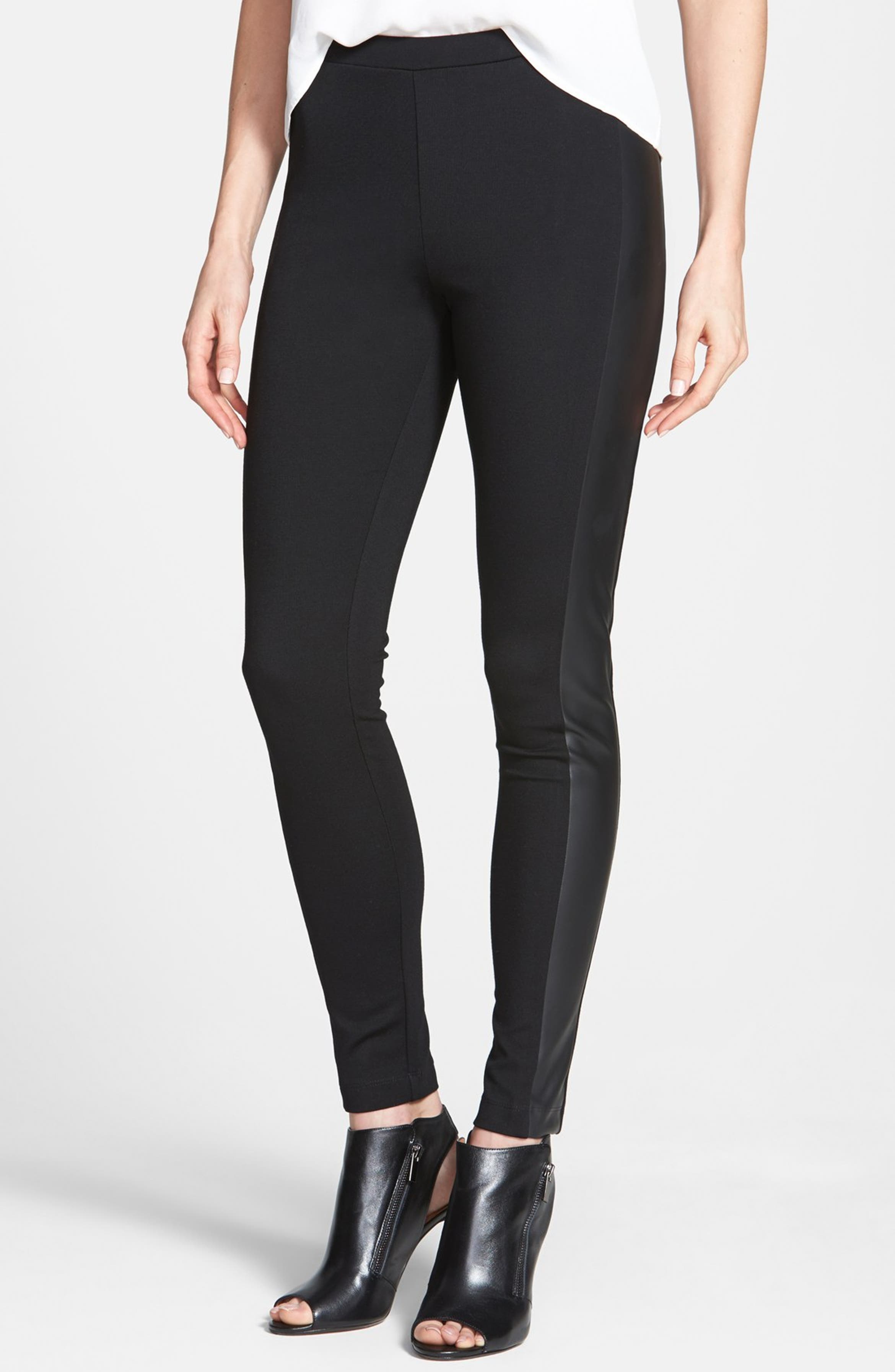 Two by Vince Camuto Faux Leather Trim Leggings (Petite) | Nordstrom