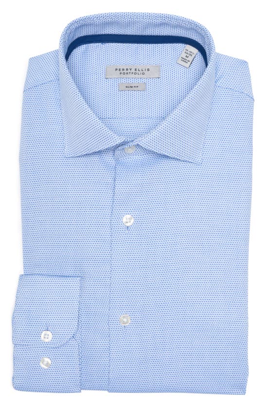 Shop Perry Ellis King Slim Fit Micro Dot Shirt In Blue