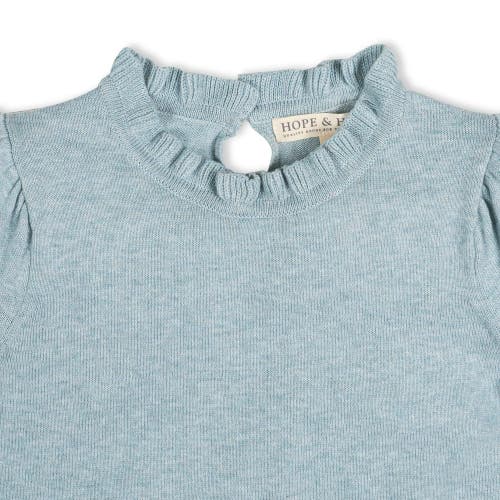 Shop Hope & Henry Baby Girls' Organic Puff Sleeve Sweater, Infant In Dusty Blue Heather