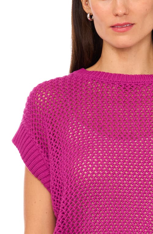 Shop Halogenr Halogen(r) Open Stitch Cotton Crop Sweater Vest In Vivid Plum Purple