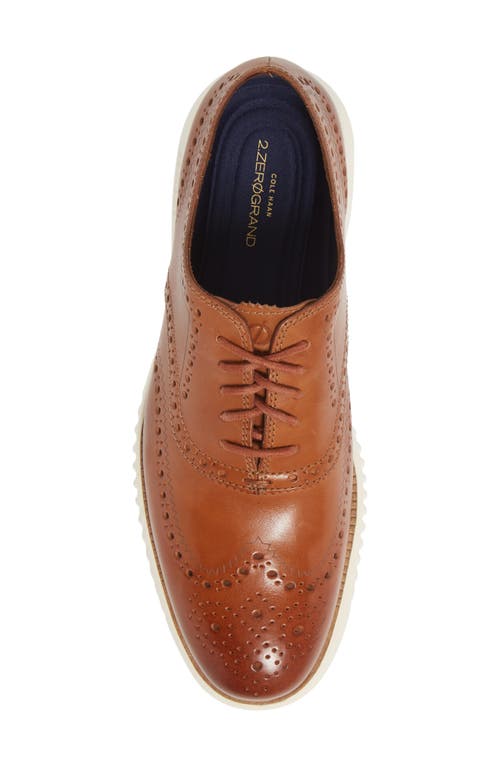 Shop Cole Haan 2.zerogrand Wingtip Oxford In British Tan Leather/ivory