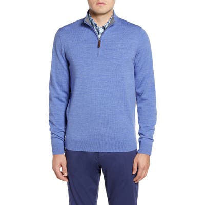 Nordstrom Shop Quarter Zip Wool Pullover, Blue