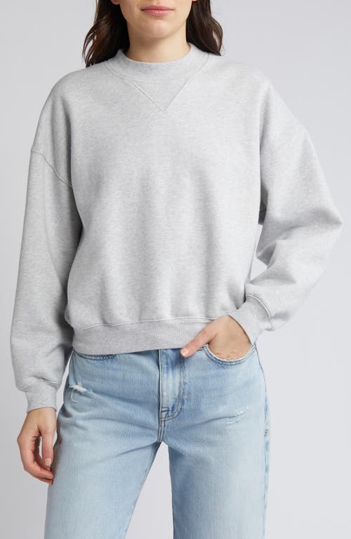 FRAME Classic Crewneck Fleece Sweatshirt in Heather Grey at Nordstrom, Size Medium