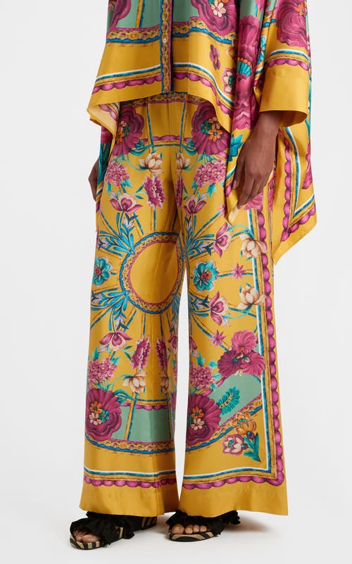 La Doublej Graphic-print Silk Palazzo Pants In Zodiac Placée Marigold