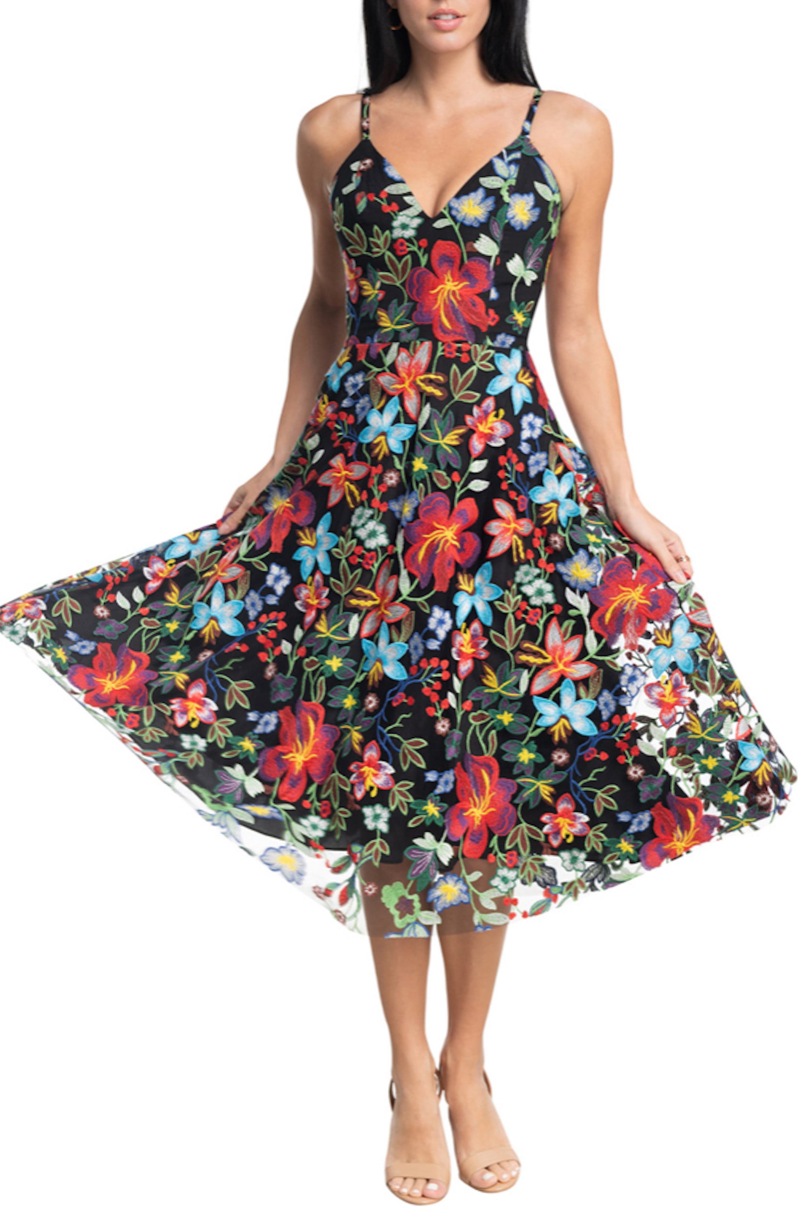 Dress the Population Maren Floral Embroidered Fit & Flare Dress | Nordstrom