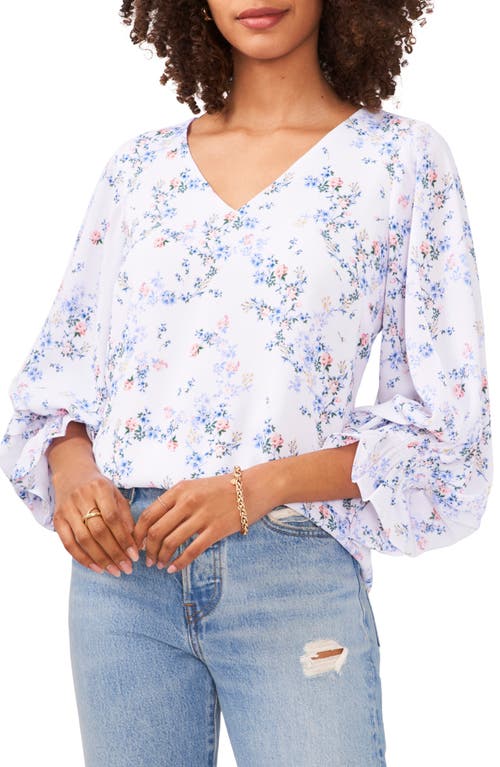 Vince Camuto Floral Blouson Sleeve Top in Ultra White