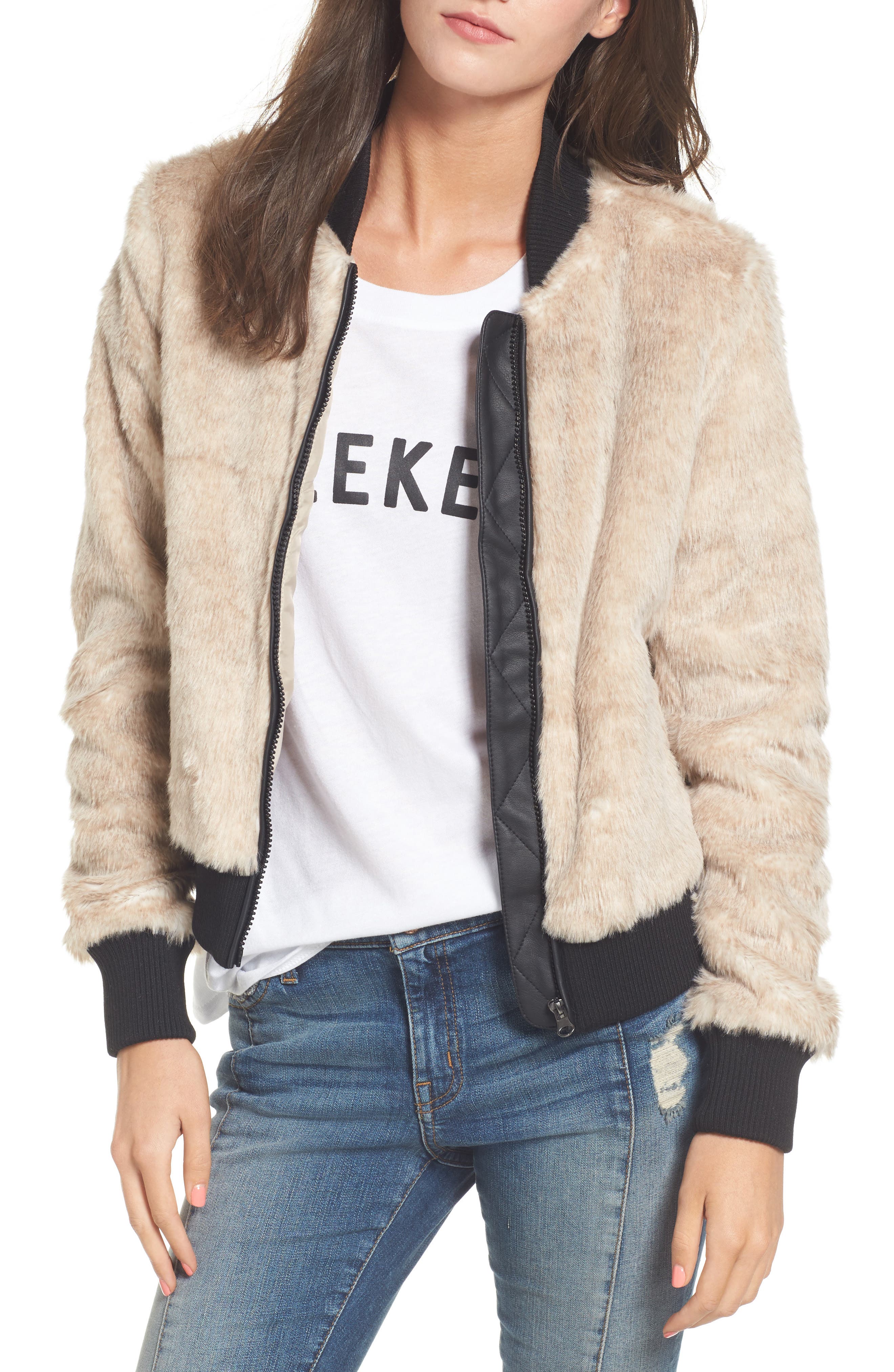 Coffee Shop Faux Fur Bomber Jacket Nordstrom