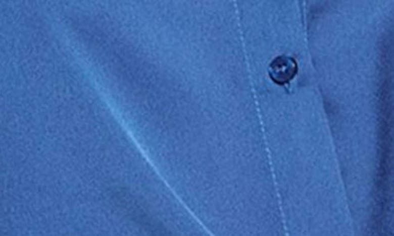 Shop Guess Jun Satin Tie Hem Button-up Shirt In Blue