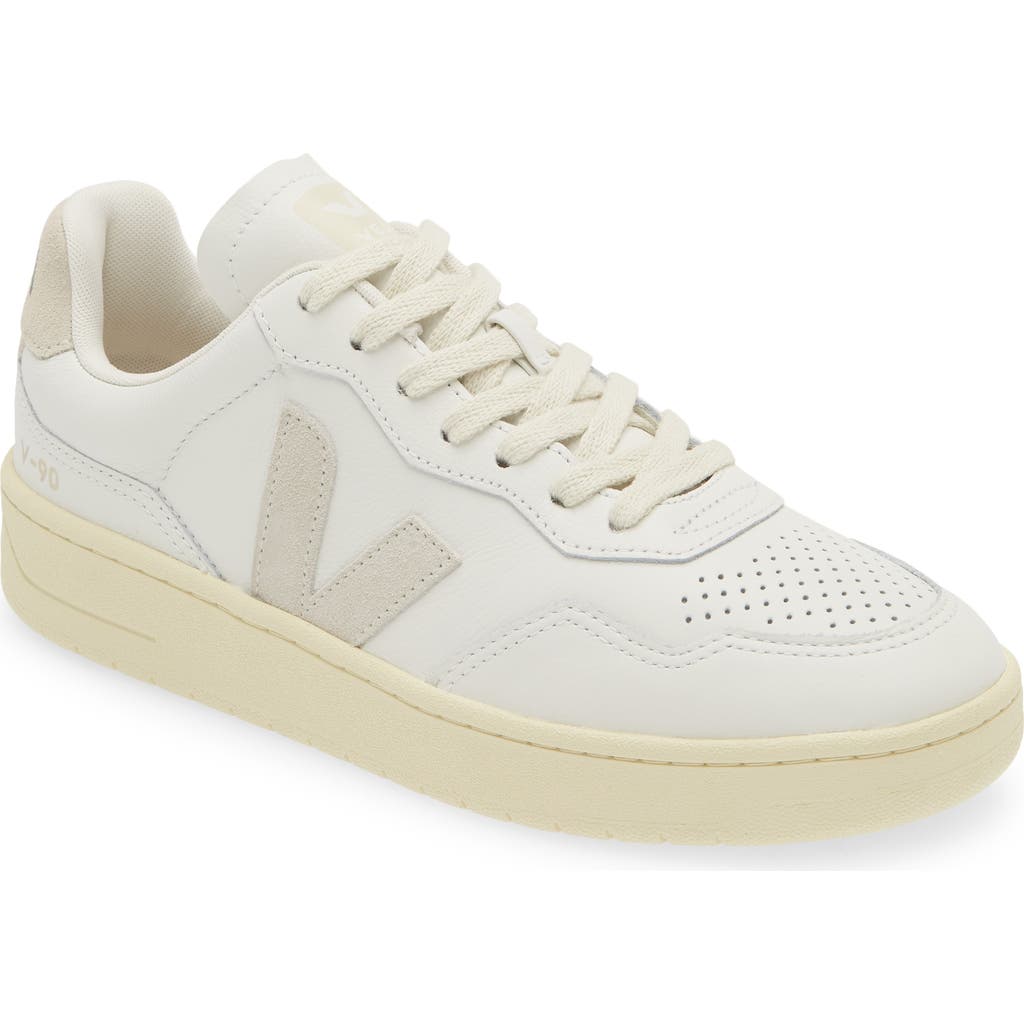 Veja V-90 O. T. Leather Sneakers In White