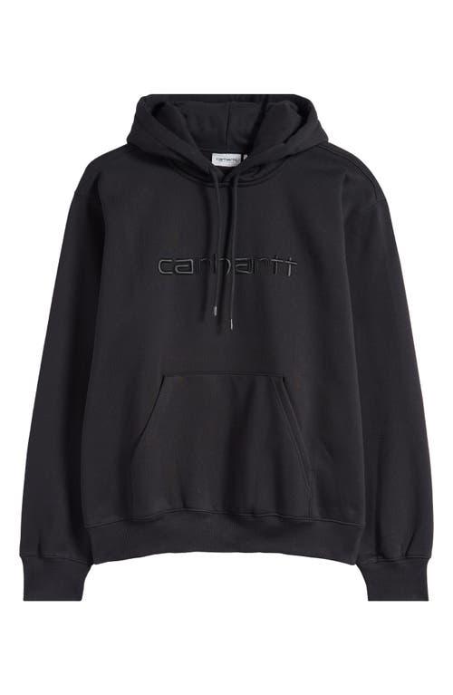 Shop Carhartt Work In Progress Logo Embroidered Hoodie In Black/black