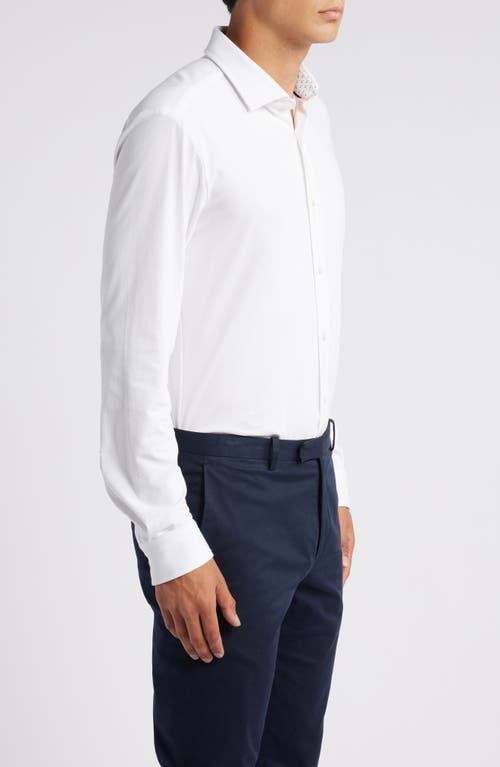 Shop Hugo Boss Boss Roan Solid Stretch Cotton Button-up Shirt In White