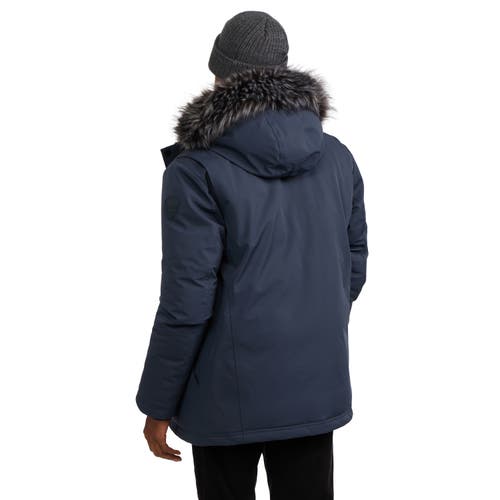 Pajar Soren Mid Length Parka With Fixed Hood And Detachable Faux Fur In Navy