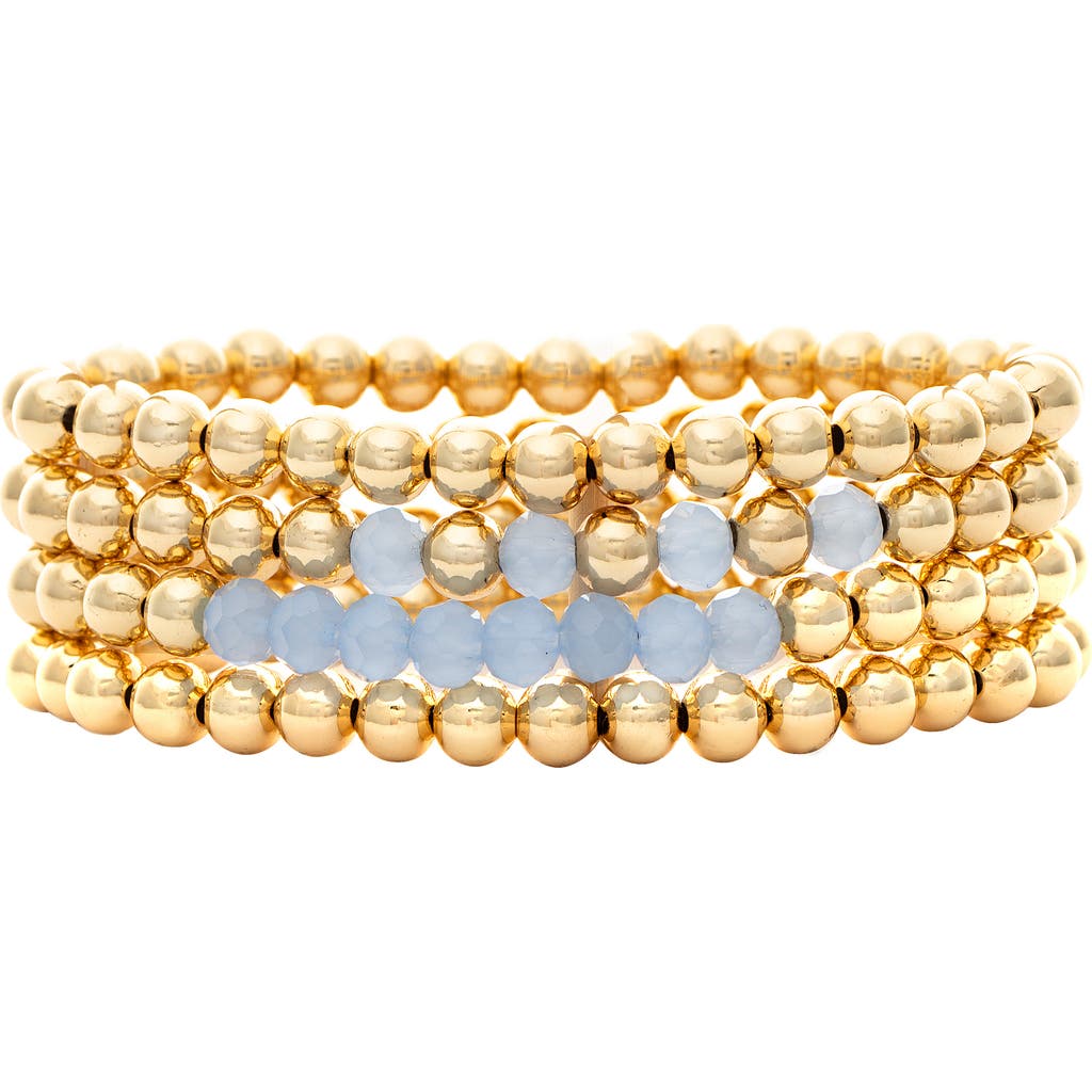 Rivka Friedman Set Of 4 Beaded Stretch Bracelets In 18k Gold Clad
