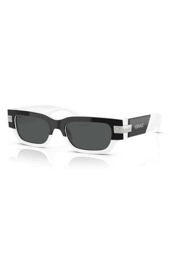 Shop Versace 53mm Rectangular Sunglasses In Dark Grey