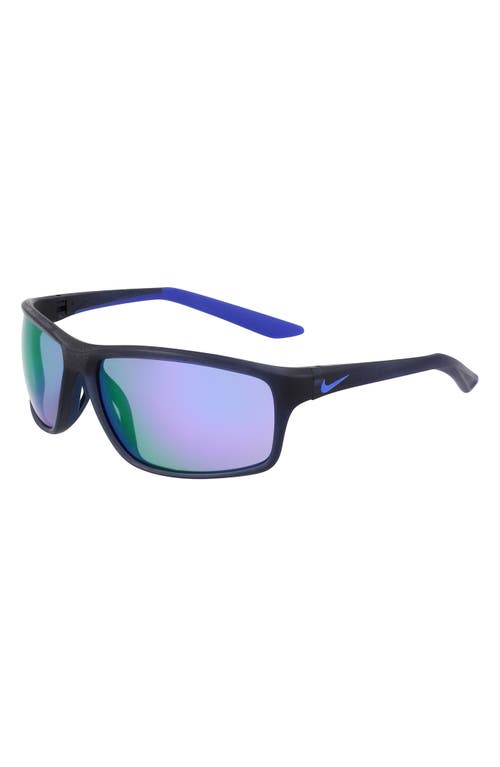 Shop Nike Adrenaline 64mm Rectangular Sunglasses In Matte Obsidian/violet Mirror