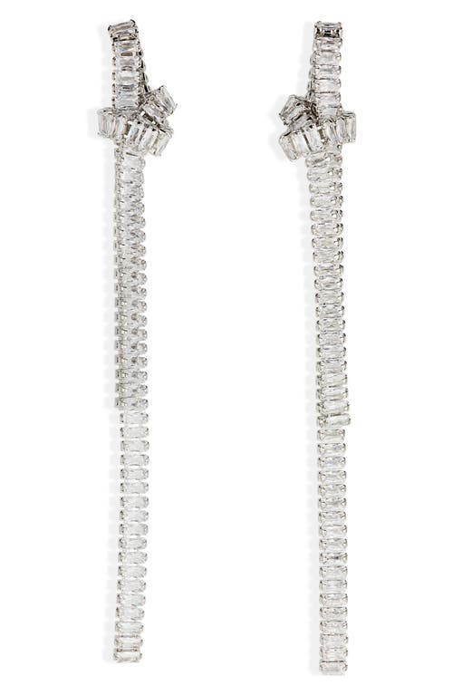 Nordstrom Rack Knot Crystal Linear Earrings In Clear- Rhodium