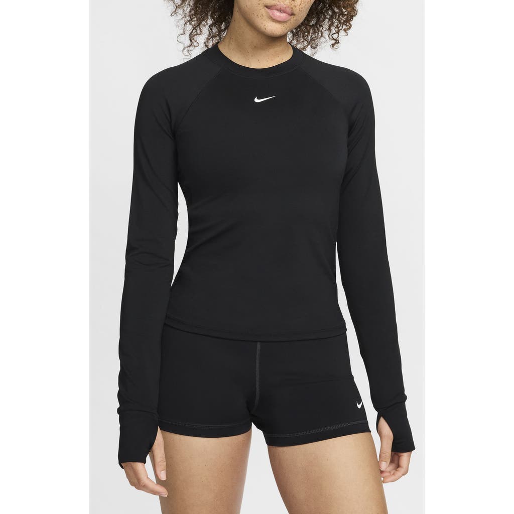 Nike Women's Pro Dri-fit Long-sleeve Top In Black/white