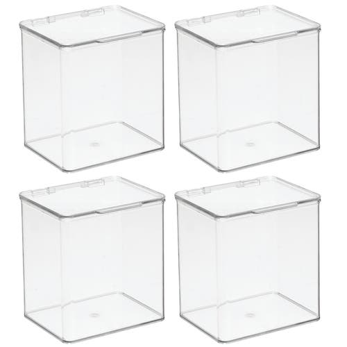 mDesign Plastic Desk Organizer Bin Box, Hinge Lid for Home Office, 4 Pack in Clear at Nordstrom