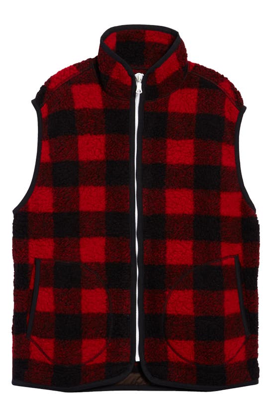 Drake's Buffalo Check Wool Blend Bouclé Vest In Red Check | ModeSens