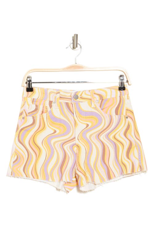 Shop Tinseltown Print Relaxed Denim Shorts In Multi Wavy Print