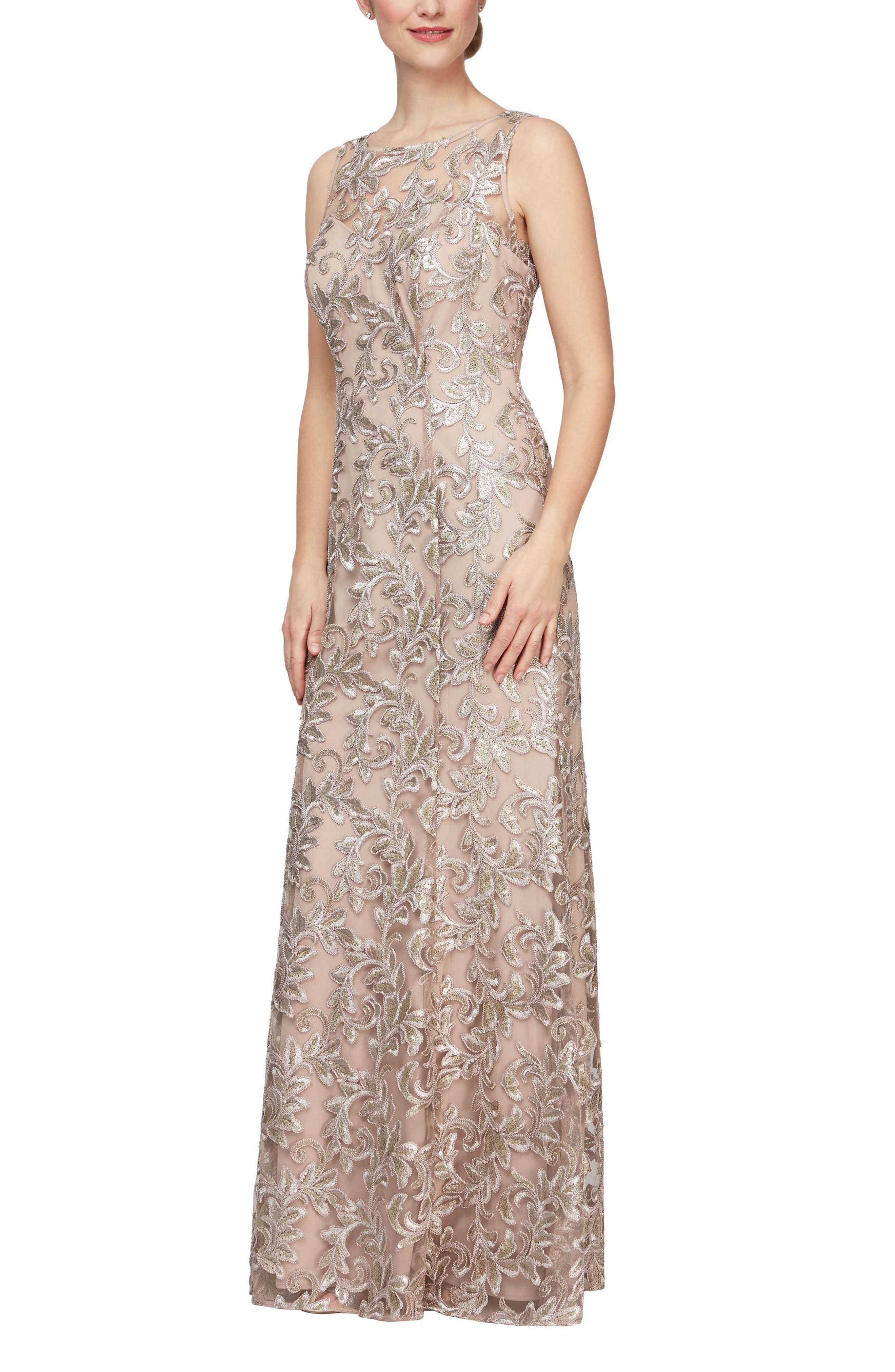 alex evenings embroidered gown