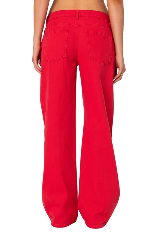 Shop Edikted Roman Flare Jeans In Red