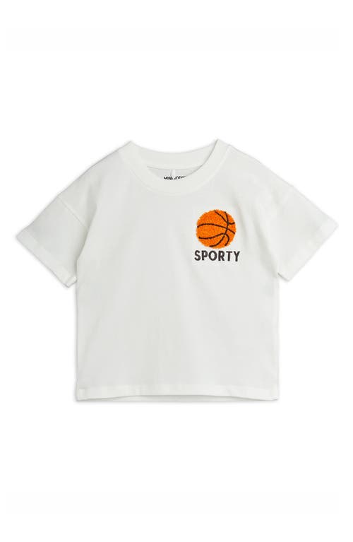 Mini Rodini Kids' Chenille Basketball Organic Cotton T-Shirt White at Nordstrom,