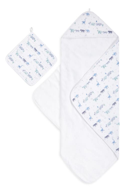 aden + anais 2-Pack Cotton Washcloth & Hooded Towel in Map The Stars Grey