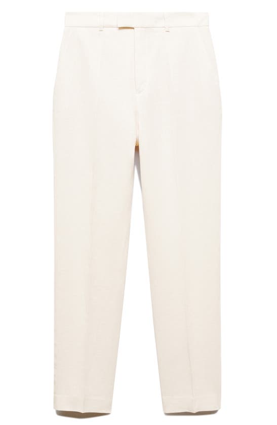 Shop Mango Straight Leg Linen Pants In Ecru