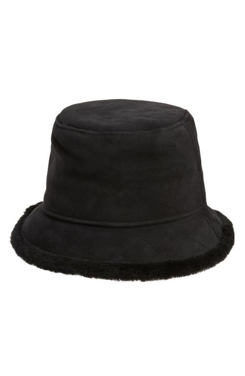 UGG(r) Tasman Stitch Genuine Shearling Bucket Hat in Black