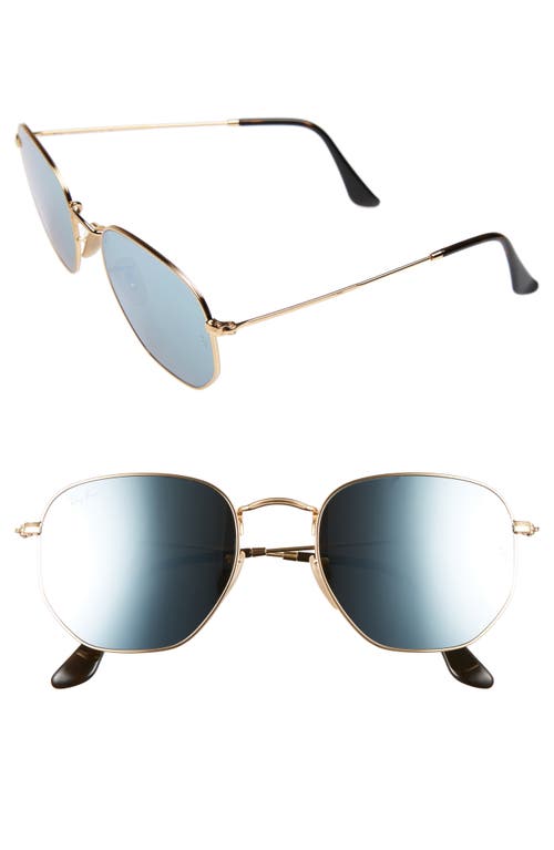 Ray-Ban 54mm Hexagonal Flat Lens Sunglasses in Gold/Grey at Nordstrom